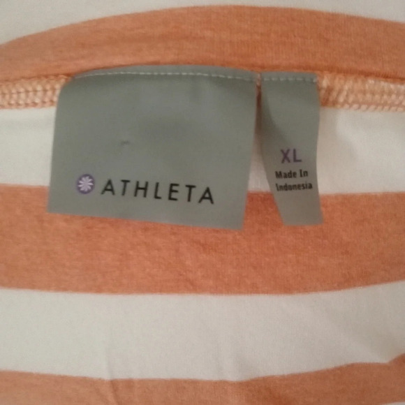 Athleta Ribbon Stripe Faux Wrap Skirt Cosmic Orange & White Stretchy Size XL - Picture 5 of 6